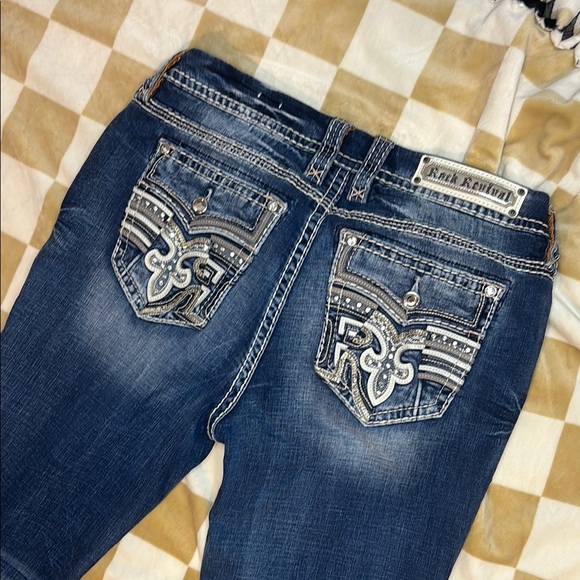Rock Revival Denim - Rock Revival Blue Boot Cut Jeans with Embellished Pockets
